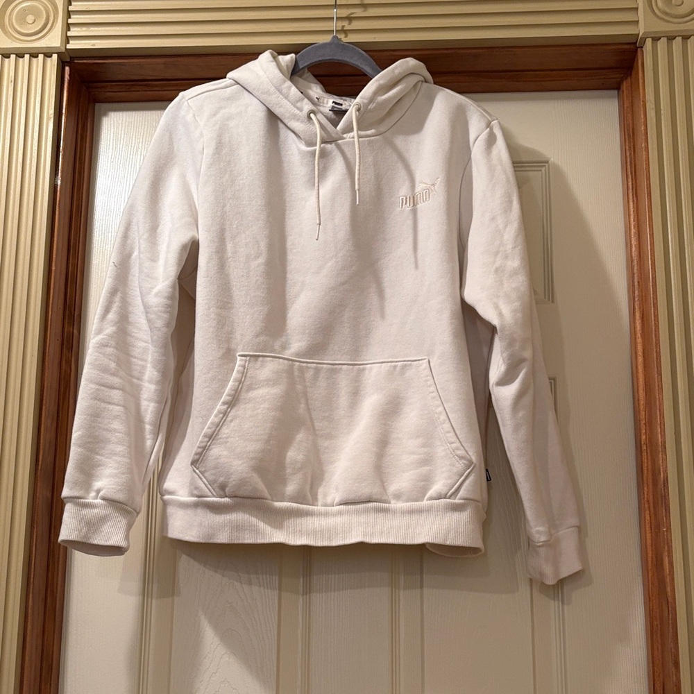 EUC Puma XL Girls Back to School Cream Hooded Sweatshirt